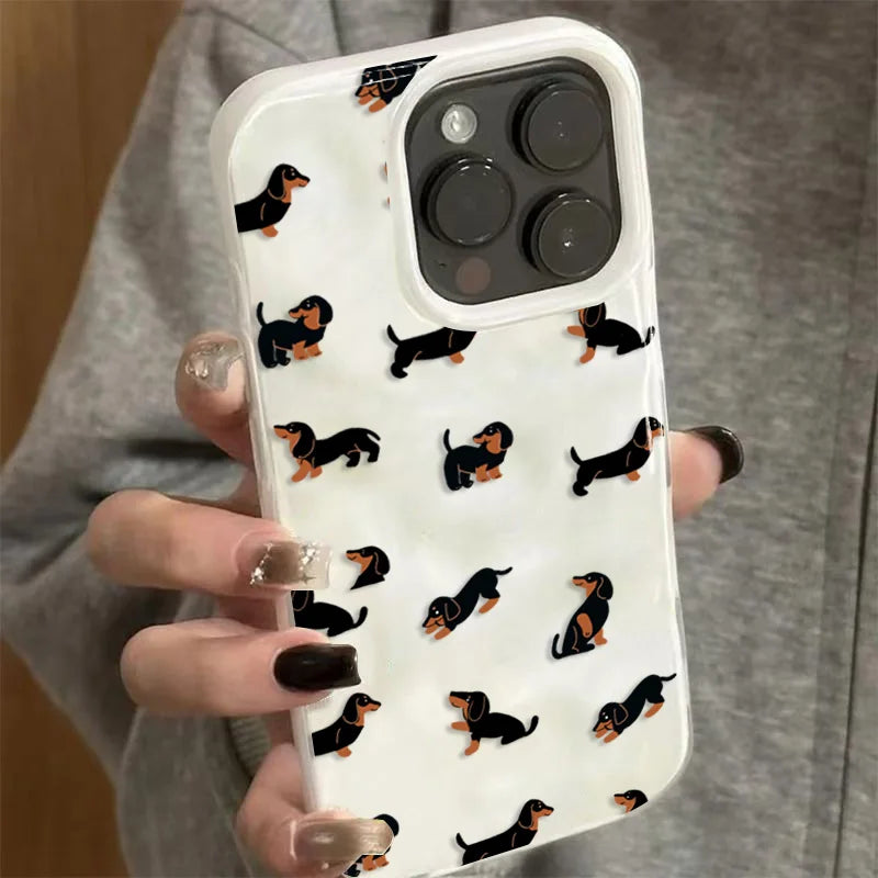 Dachshunds Pattern Case for iPhone 17 16 15 14 13 12 11 Pro Max Plus Texture