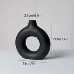 Circular Hollow Ceramic Vase Donuts Nordic Art Pampas Grass Home Decoration Office