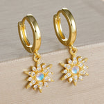 2PCS New Star Moon Zircon Opal Hoop Earrings Stainless Steel Stud