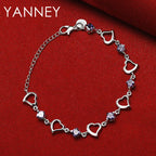 925 Sterling Silver 8-inch Purple Zircon Bracelet Women Luxury Jewellery Gift