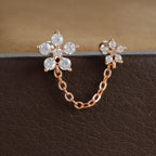 New Double Ear Studs Tassel Chain Hanging Earrings Flower Butterfly