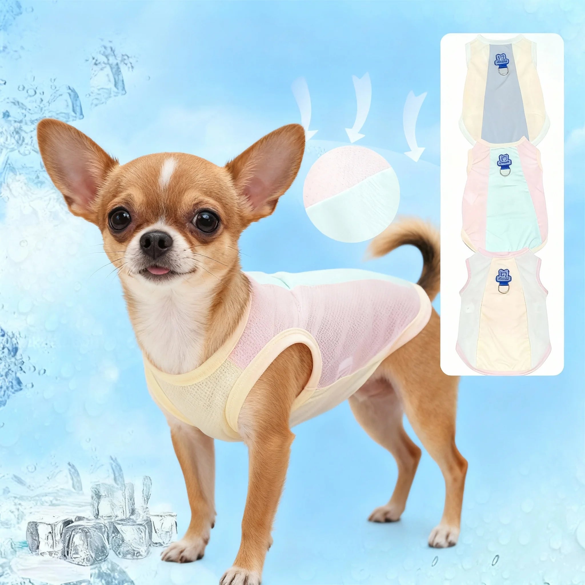 Cooling Dog Cat Vest Summer Breathable Mesh UV Protection Ice Silk Jacket