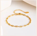 Stainless Steel Women Link Chain Bracelet, 18k Gold Plated Statement Female Jewelry