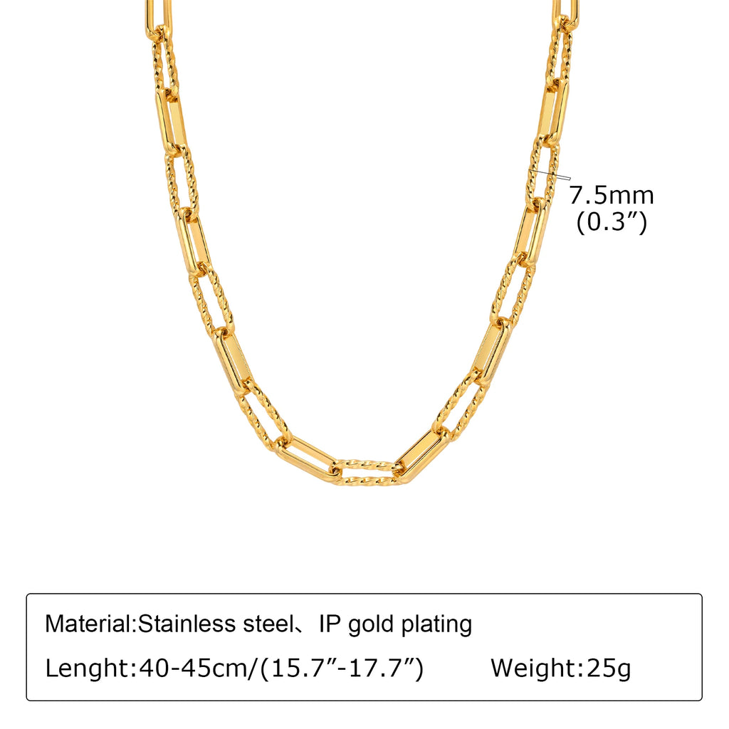 Women Stainless Steel Chain Bracelet,18K Gold Plated Twist Paperclip Adjustable Link Bracelet,Chunky Stackable Layered Jewelry