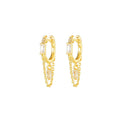 2PCS Gold Colour Long Chain Square Zircon Drop Earrings Rectangle