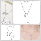Original 925 Sterling Silver 18K Gold Heart Lock and Key Necklace Y-shaped Chain Necklace For Women Memorial Prayer Jewelry Gift