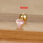 1PC Simple Pink Cubic Zirconia Heart Small Stud Earrings Steel