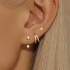 3PCS Trendy Double-layer Circle Cubic Zircon Star Hanging Earrings