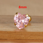 1PC Simple Pink Cubic Zirconia Heart Small Stud Earrings Steel