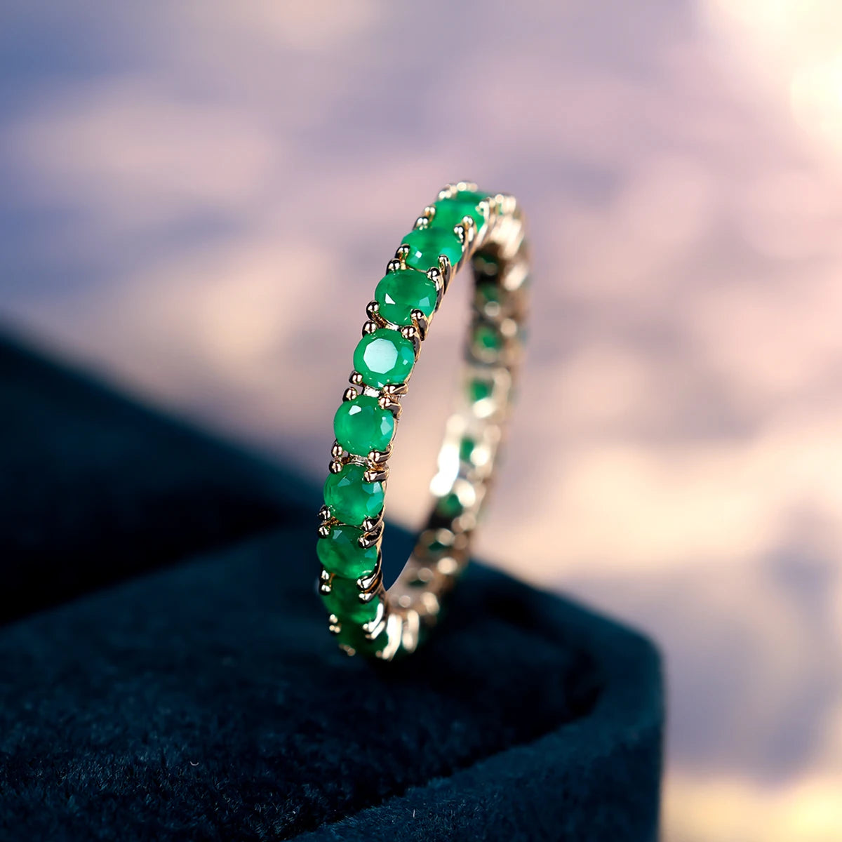 Stacking Single Row Stone Blue Green Pink Ice Flower Zircon Engagement Rings For Women Gold Color Round Wedding Bands Jewelry CZ