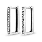 925 Sterling Silver Minimalist Blue Zircon Hoop Earrings Anniversary Gift