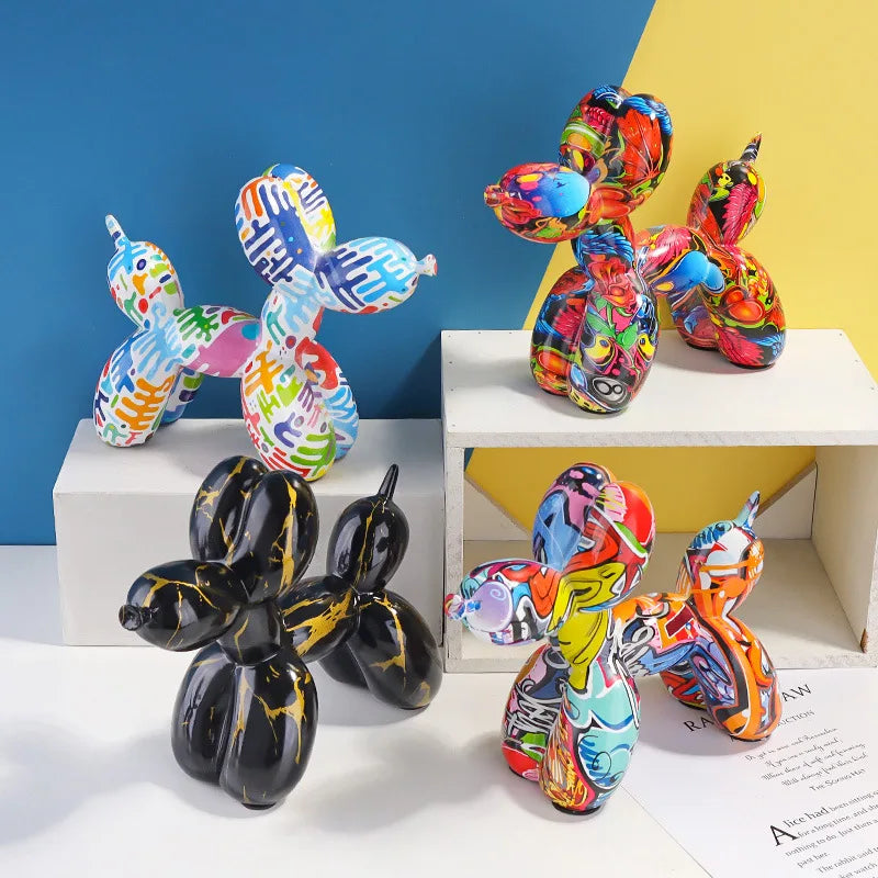 Pop Art Graffiti Balloon Dog Sculpture Animal Figures Decorative Home Decor Objects