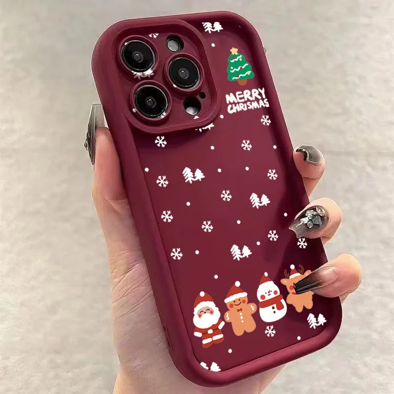 Christmas Santa Elk Case for iPhone 17 16 15 14 13 12 11 Pro Max XR 7 8 Plus