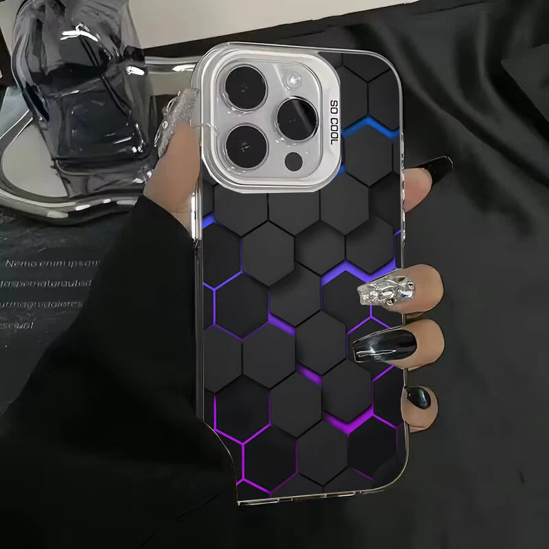 Fashion Honeycomb Building Block IMD Case for iPhone 16 15 14 13 Pro