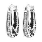 925 Sterling Silver Curled Grass Pattern Flower Hoop Earrings Women's Jewellery
