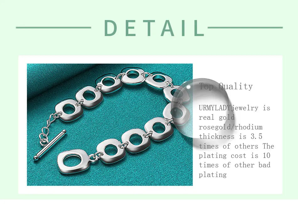 20cm Original Luxury Charm Chain Bracelet 925 Sterling Silver Wedding Jewelry