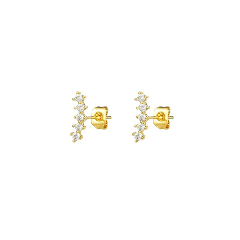 New Stainless Steel Zircon Star Cross Hoop Earring Gold y2k Crown