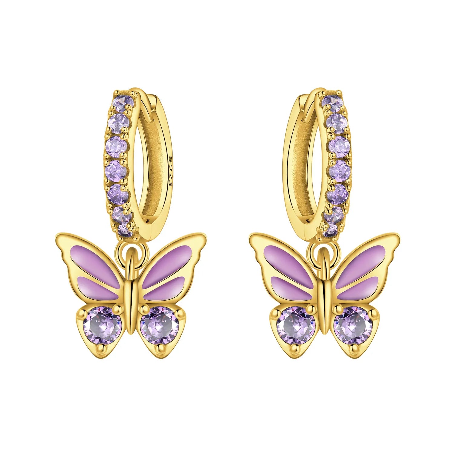 925 Sterling Silver Gradient Dragonfly Insect Drop Earrings Anniversary Gift