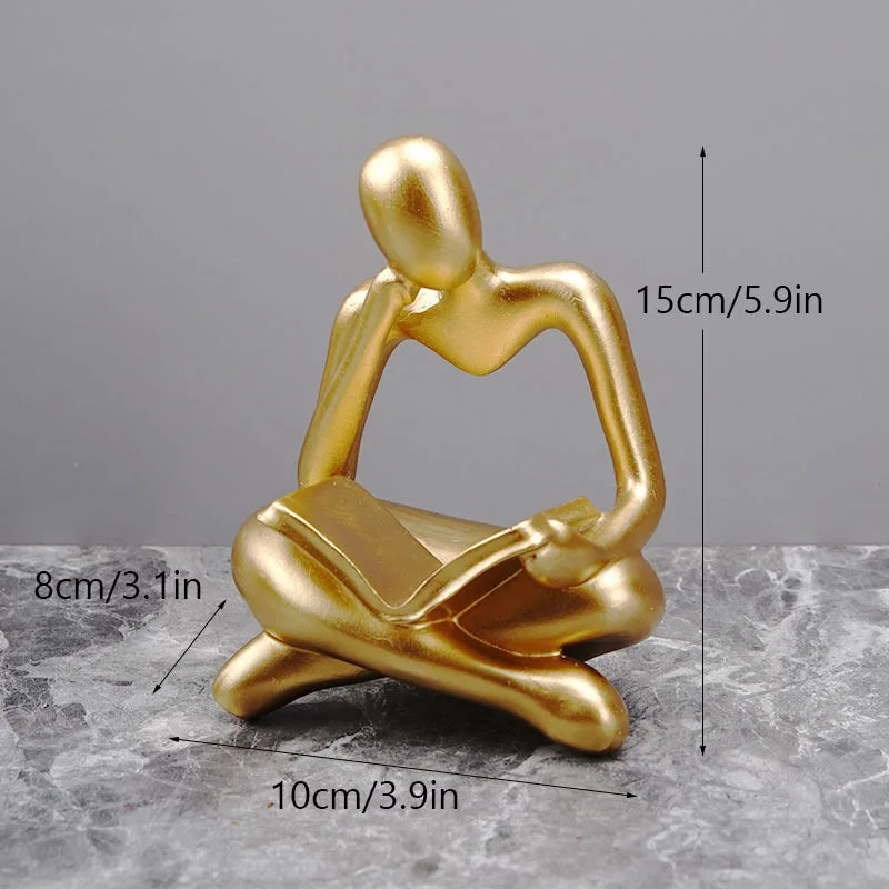 Nordic Abstract Reading Book Statue Resin Figurine Office Desktop Handmade Crafts