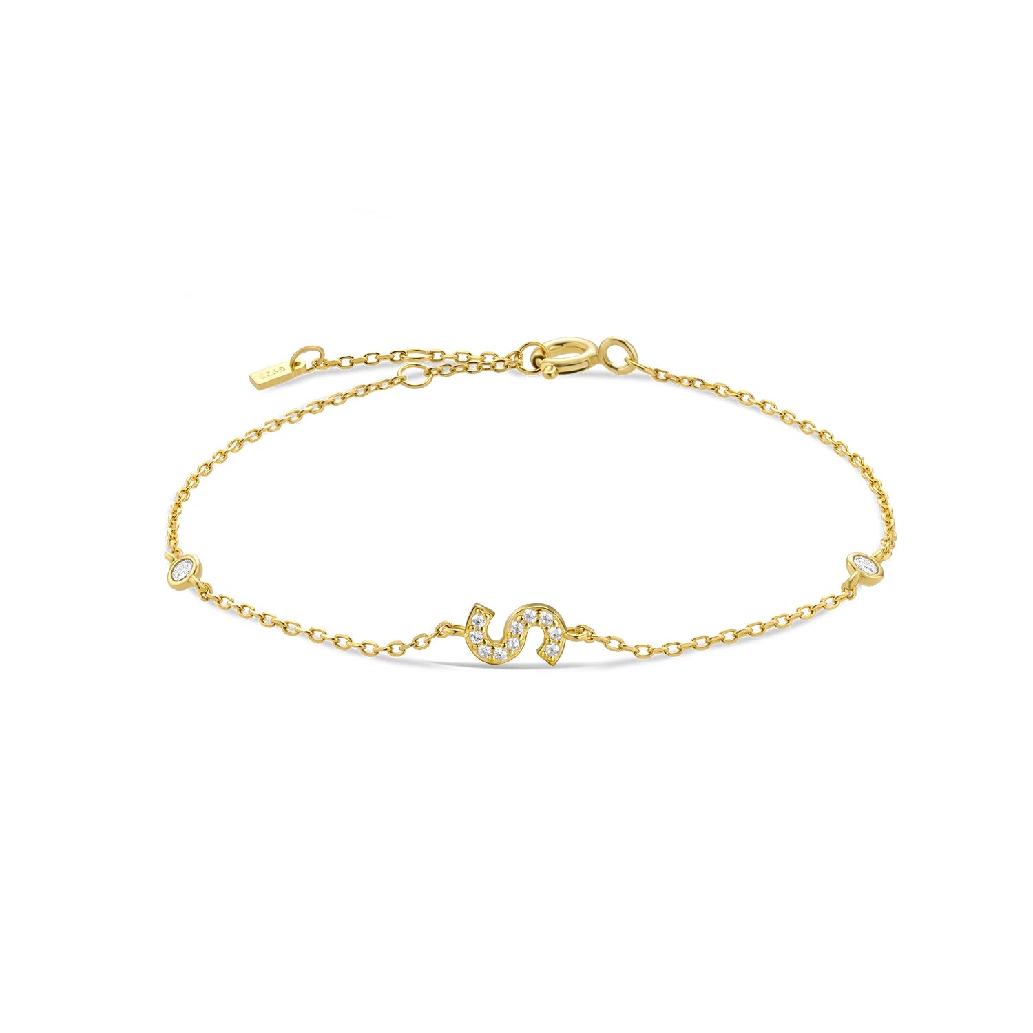 ANDYWEN 925 Sterling Silver Initial 26 Letters Alphabet Monogram Gold Name Bracelet Crystal CZ Zircon 2021 Fashionable Jewelry