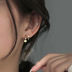 2023 Simple Crystal Zircon Small Hoop Earrings Disc Pendant Piercing