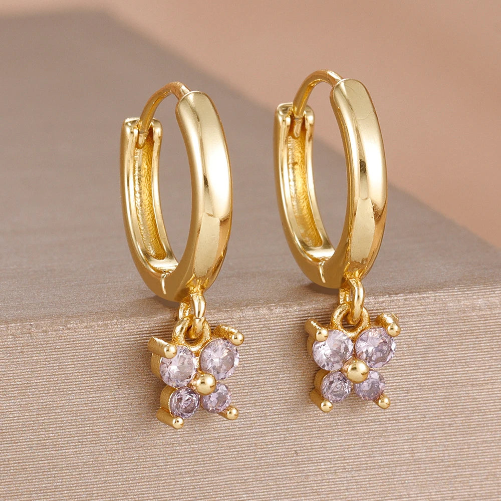 1 Pair Fashion Stainless Steel Zircon Butterfly Pendant Earrings Helix