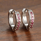 Simple Stainless Steel Huggie Small Hoop Earring 8mm Zirconia Piercing