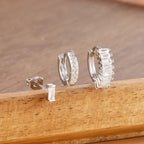3PCS Trendy Round Circle Hoop Earrings Square Stud Cartilage Piercing