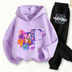 Kids Kpop Demon Hunters Anime Huntrix Sweatshirt & Pants Fashion Tracksuit