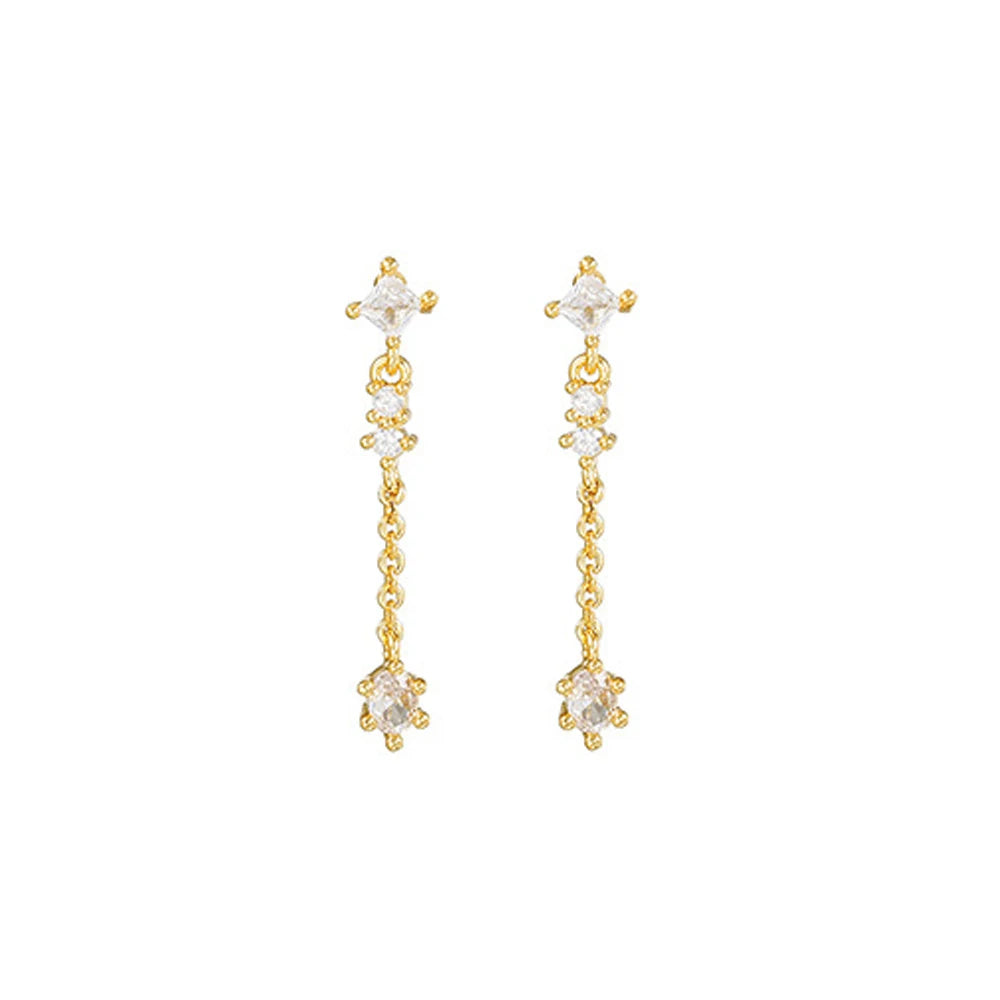 Stainless Steel Link Chain Gold Colour Hanging Earrings Long Tassels