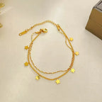 Flower Butterfly Heart Stainless Steel Charm Bracelet Gold Colour