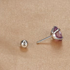 1PC Heart Stainless Steel Ear Studs Purple Crystal Stud 3-8mm