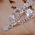 Cute Wedding Charm Bracelet 925 Sterling Silver Women Valentine's Day Gift