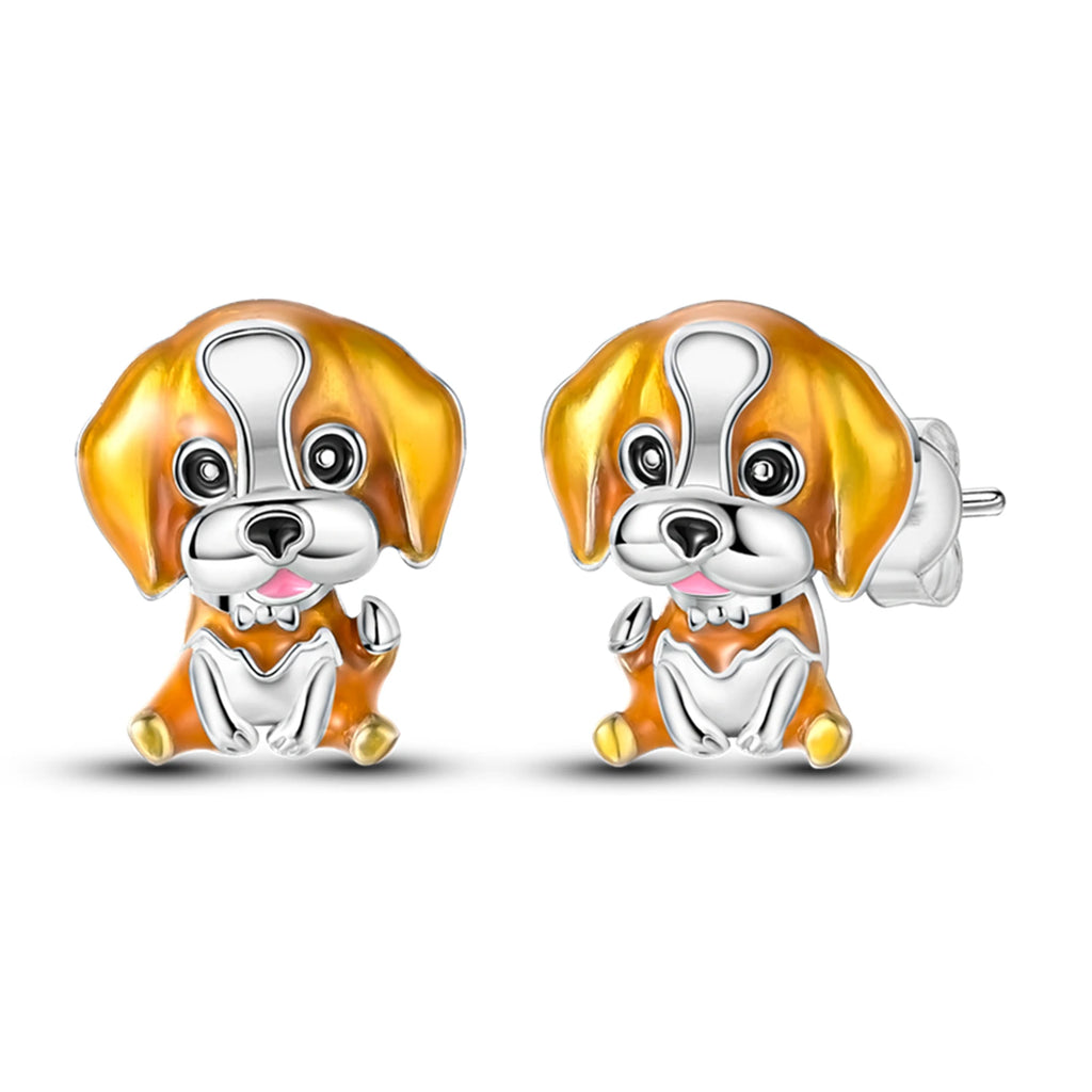 925 Sterling Silver Cats Dogs Animals Hoop Ear Studs Anniversary Gift