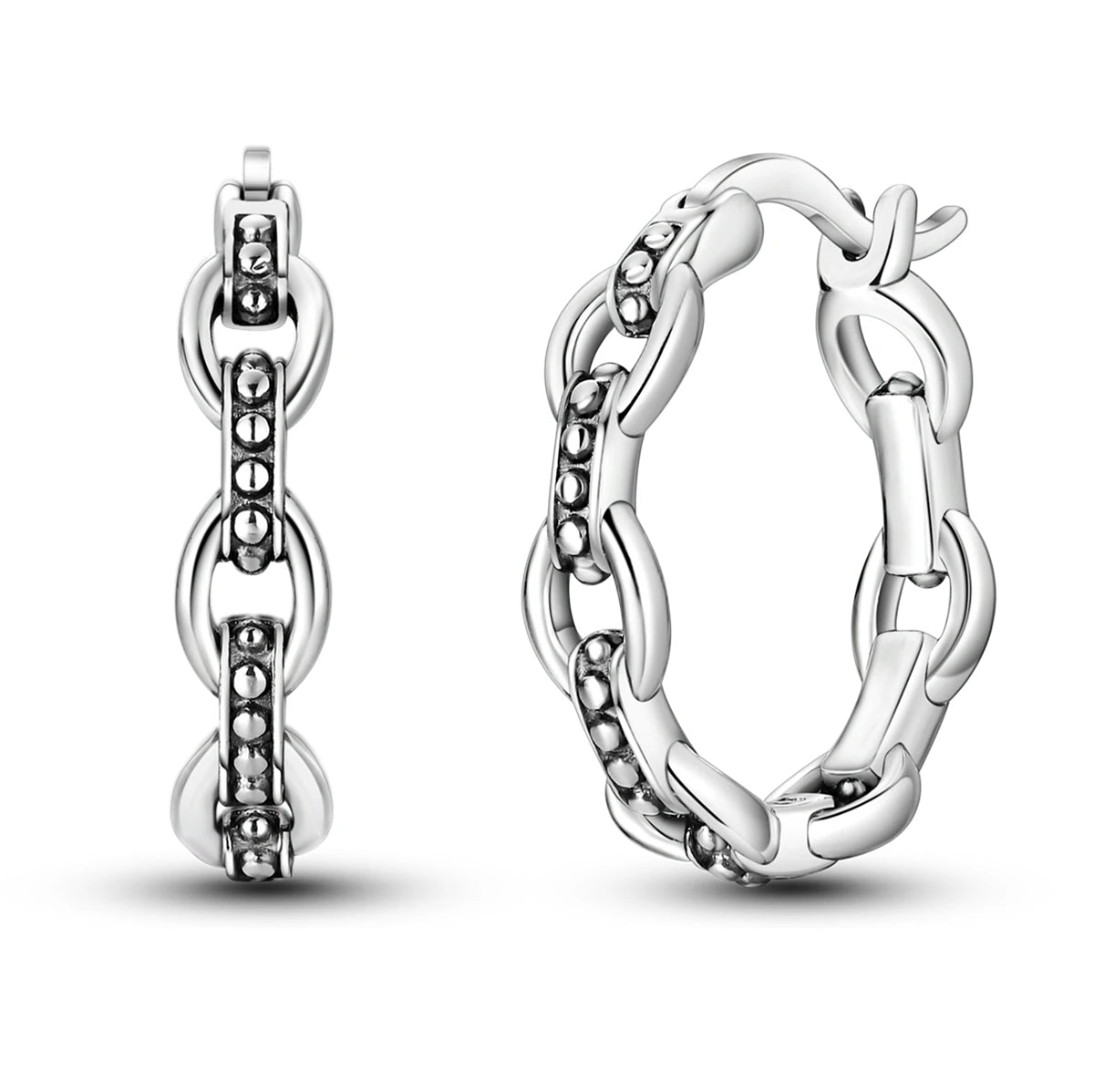 925 Sterling Silver Vintage Patterned Stone Inlaid Hoop Earrings Trendy Gift