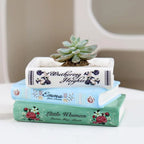 Small Ceramic Book-Shaped Planter with Hole Bookshelf Home Desk Decoration Accessories