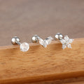 3PCS Stainless Steel Horse Eye Zircon Flowers Cartilage Piercing