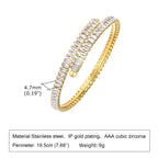 Open Adjustable Star Starburst Cuff Bangle Bracelet for Women Stainless Steel Cubic Zirconia Inlay Charm Layered Jewelry