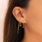 New Stainless Steel Zirconia Hoop Earring Cloud Star Moon Chain Pendant