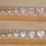 1PC Fashion Zircon Heart Helix Tragus Piercing Stud Earrings Steel