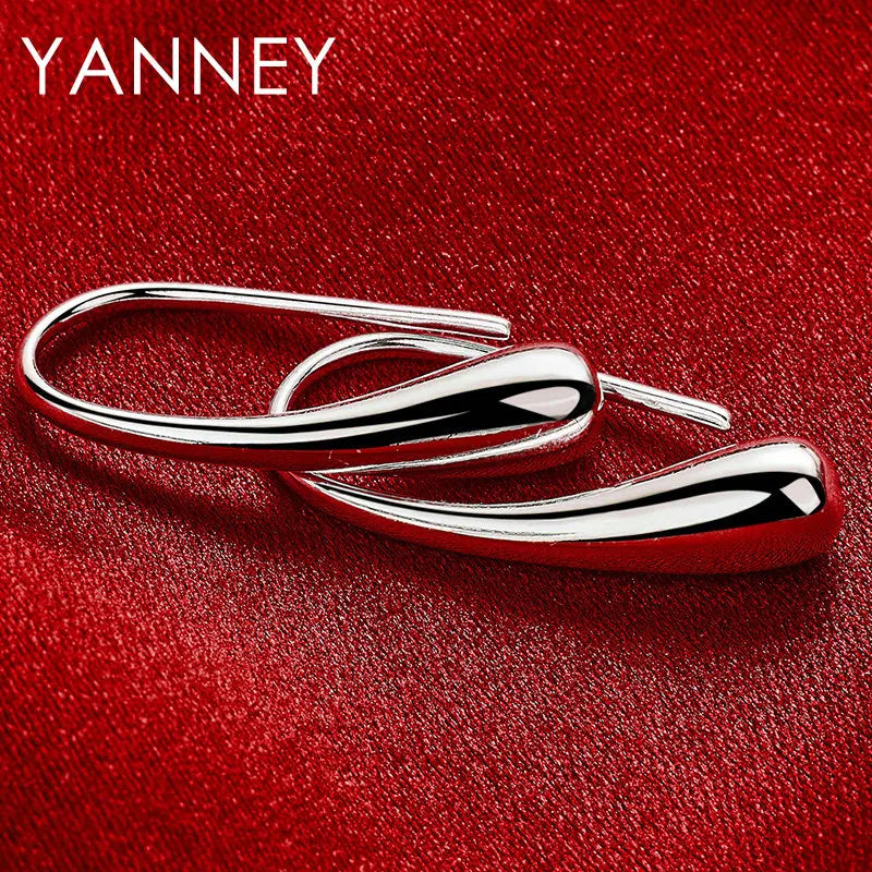 925 Sterling Silver 27mm Water Drop Earrings Women Men Hip Hop Punk Jewellery