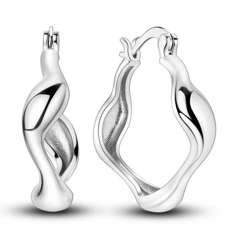 925 Sterling Silver U-shaped Simple Versatile Hoop Earrings Jewellery Gift
