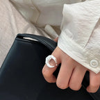925 Sterling Silver Matte Finish Moon Open Ring Ladies Luxury Jewellery Wholesale Accessory