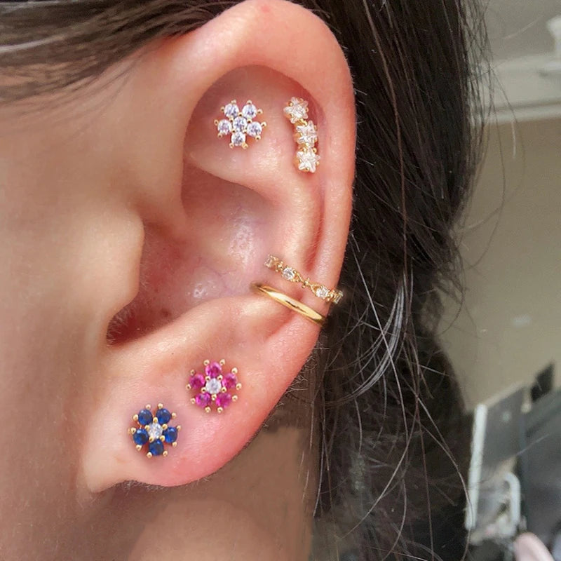 2022 New Stainless Steel Minimal Hoop Earrings Cubic Zirconia