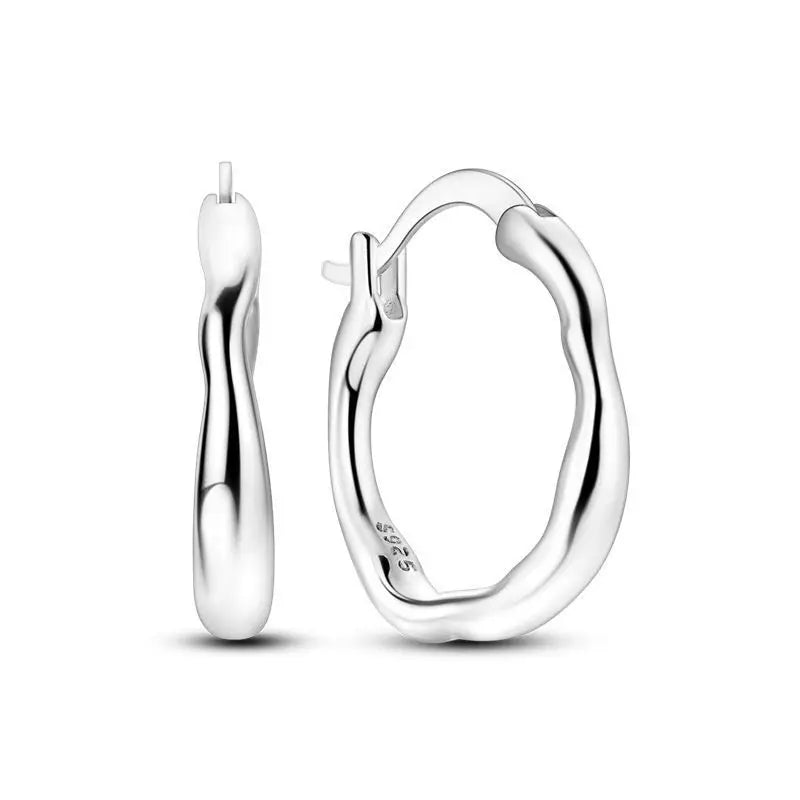 925 Sterling Silver Minimalist Designed Hoop Earrings Fine Birthday Gift