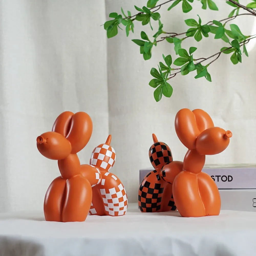 Orange Pink Balloon Dog Statues Decorative Figurines Living Room Bookshelf Office Pop