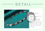 Red Crystal Chain Bracelet 925 Sterling Silver Women Fashion Wedding Gift