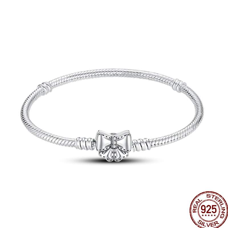 925 Silver 17-20CM Heart Pave Zirconia Original Bracelets Infinity Bracelet Fit DIY Charms Bead Birthday Jewelry Gifts Hot Sale