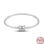 925 Silver 17-20CM Heart Pave Zirconia Original Bracelets Infinity Bracelet Fit DIY Charms Bead Birthday Jewelry Gifts Hot Sale