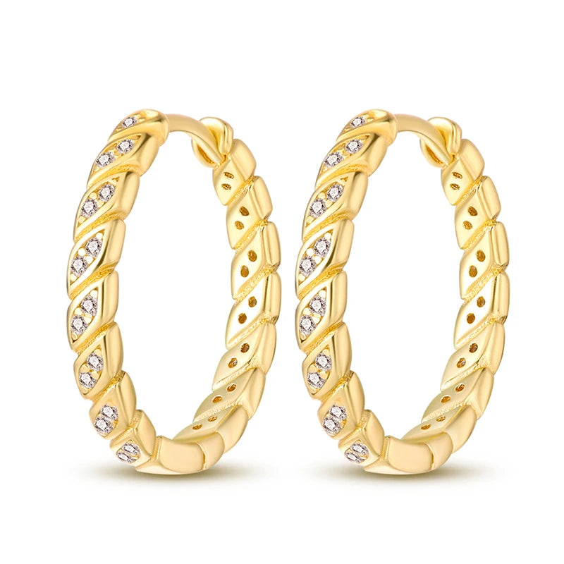 925 Sterling Silver Gold Temperament Versatile Hoop Earrings Birthday Gift